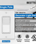 30 Pack Single Pole Decorator Light Switch Kit With Wall Plate Rocker Paddle On Off Interrupter 15A 120 277V UL Listed