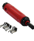 Heavy Duty 14 Piece Router And Deburring Tool Kit With Telescoping Handle And Quick Swap B10 B20 Cutter Blades on white background.