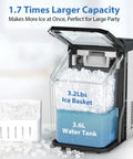 No Sweat Nugget Ice Maker Countertop, 55 Pounds Per Day Heavy Duty Pebble Machine showing 3.2L ice basket and 3.6L water tank.