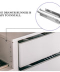 Heavy Duty Drawer Slide Rails Set Two Pieces With Silent Damping Buffer For Smooth Gliding Cabinet Drawers In Any Kitchen Or Office Cold Rolled Steel Two Section Slides With Thickened Sheet Construction For Durability And Easy Install installed in white cabinet drawer