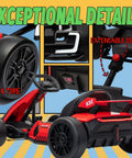 K61 Electric Go Kart For Kids 6-12 with EVA tires, adjustable seat, 24V ride on toy, 4 speed modes, 300W motor, red design details