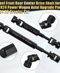 Steel drive shafts for Beefed-Up 7-In-1 RC Crawler Upgrade Kit for Axial SCX24 1/24, showing measurements and connectors.