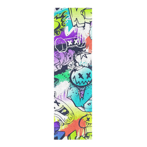Street Art Graffiti Grip Tape For Skateboards And Longboards, Bubble Free Anti Slip Deck Sheet 33 X 9 Inches, colorful cartoon design