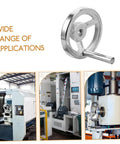 Heavy Duty Cast Iron Handwheel With Chrome Plated Crank Handle For Lathe And Milling Machines, industrial tool in use