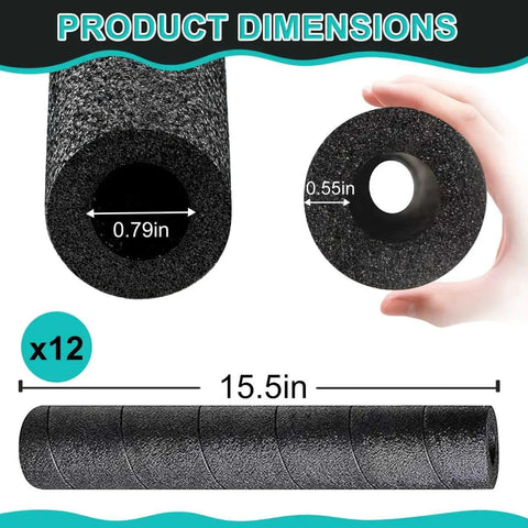 12 Pack Pipe Insulation Foam Tubes For Frost Protection, Three Quarter Inch Inner Diameter, 15.5 Inch Length, size details