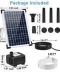 Package contents of 12W Solar Fountain Pump With 3 Spray Nozzles Energy Saving Solar Powered Water Pump for ponds and garden features