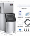 600 Lbs Per Day Commercial Ice Maker With 420 Lbs Capacity Quick Five To Fifteen Minute Ice, includes accessories shown