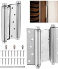 Two Pack Dual Action 6 Inch Stainless Steel Door Hinges Self Closing With Adjustable Closing Speed Includes Screws And Pins