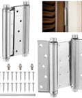 2 Pack Dual Action Self Closing Door Hinges 6 Inch Stainless Steel Pro Grade Heavy Duty with screws and pins
