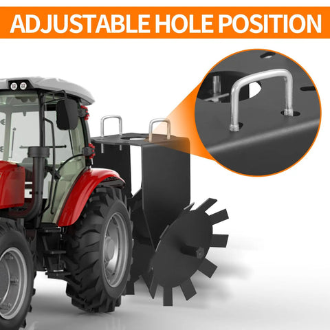 Two Pack Disc Harrow Plow For ATV UTV And Garden Tractor Heavy Duty Scraper Blade with adjustable hole positioning.