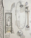 ADA Compliant Shower Slide Bar And Grab Bar For Convenience And Style In Bathroom Decor, 24 Inch Total Length, Adjustable Height Handheld Shower Holder, Supports Up To 250 Lb, Polished Chrome in shower setup