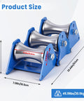 Beefed-Up Industrial Grade Heavy Duty Cable Puller Sheave With 180 Degree Adjustable Angle showing 3 steel wheels and dimensions.