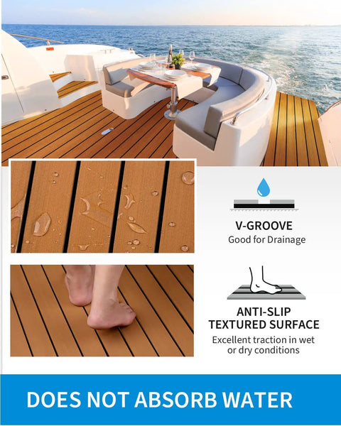 Self Adhesive Faux Teak Boat Flooring 48x16.8 Inches With 3M Adhesive Backing Non Slip EVA Foam Decking for yacht deck