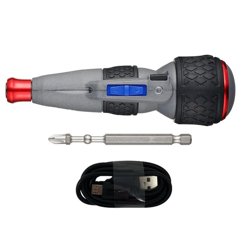 Rechargeable Cordless Screwdriver High Speed Two Way Power And Manual Drive with Interchangeable Bits and USB cable