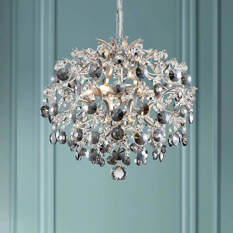 Modern Crystal Pendant Chandelier Ceiling Light For Dining Room Living Room Bedroom And Entryway, 16 Inches Wide And 18 Inches High With Adjustable Hanging Chain Up To 39 Inches, Crystal Glass Tubes That Stay Sparkly And Durable