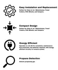 Propane Gas Alarm For RVs And Travel Trailers Surface Mount White 20 Series benefits and features diagram
