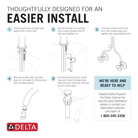 Installation guide for Modern Matte Black Single Hole Bathroom Faucet For Vanity Sink With Optional Deck Plate And Metal Push Pop Drain.
