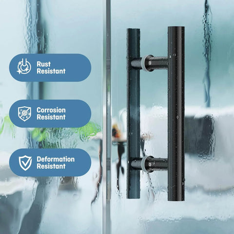 Beefy Stainless Steel Back To Back Shower Door Handle For Glass And Barn Doors 12 Inch Length Double Sided Push Pull 304 Stainless Steel