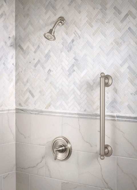 Brantford Brushed Nickel Posi-Temp Shower Trim Kit With Lever Handle, Without Showerhead, Valve Required, Fits 2510 2520 2570 2590