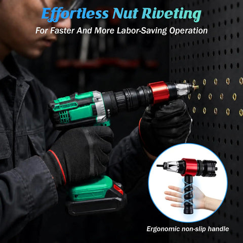 Upgrade Your Tool Kit With This Rock Solid Rivet Nut Gun Adapter For Fast And Easy Drill Installation That Saves Time, Fits Standard 1/4 Inch Drills And Works Like A Charm On Any DIY Project on drill fastening metal panel