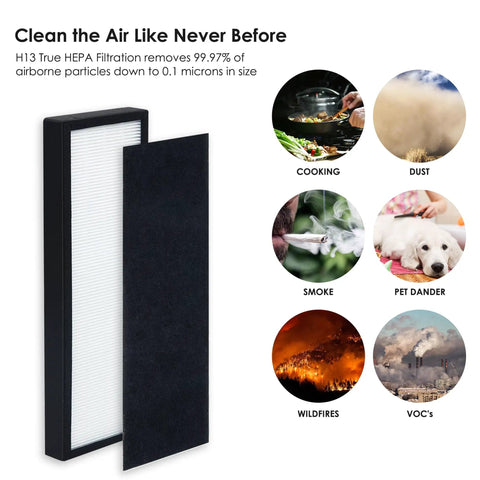 Must Have Replacement Filter B For G Guardian Tower Air Purifier Compatible With AC4825 AC4300 AC4850PT AC4900CA AP2200 showing filtration examples