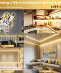 COB LED Strip Lights Pro 16.4Ft in kitchen, bedroom, bathroom, living room creating a warm white ambiance with astronaut decor.
