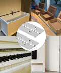 Top Shelf Heavy Duty 304 Stainless Steel Piano Hinges 20 Inch Continuous Cabinet Hardware With Screws on wood chests and door.