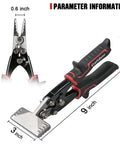 Heavy Duty Duckbill Sheet Metal Pliers 3 Inch Hand Seamer And Straight Bender with ergonomic grip, shown in front and side views.