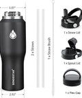 Smooth Operator 40oz Stainless Steel Vacuum Insulated Water Bottle With Straw And Spout Lids Kept Ice Cold For Two Full Days Fits Every Car Cup Holder For Weekend Drifts Summer Vibes And Travel Black with included accessories.