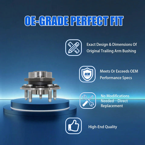 2 Pack Front And Rear Wheel Bearing Hub Assembly With ABS 5 Lug Fit For Chevy Impala on display with product features