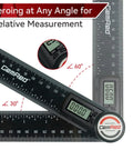 Knockout Digital Protractor And Angle Finder Ruler Dropping Dead On Inside Outside Measurements On A Backlit Display Built Hard For Trade Carpentry And Weekend Builds That Want Zero Headache Precision showing black 7 inch ruler with LCD screen.