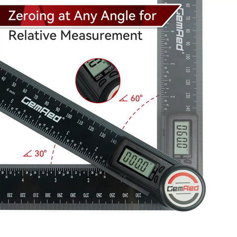 Knockout Digital Protractor And Angle Finder Ruler Dropping Dead On Inside Outside Measurements On A Backlit Display Built Hard For Trade Carpentry And Weekend Builds That Want Zero Headache Precision showing black 7 inch ruler with LCD screen.