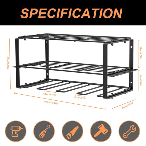 Power Tool Organizer Wall Mount For Garage Heavy Duty Metal Tool Shelf Drill Holder Cordless Drill Storage Hand Tool Rack