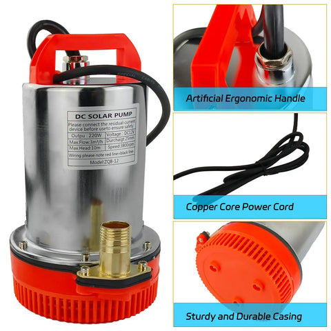 12V Submersible Deep Well Water Pump With 1 Inch Outlet For Irrigation And Home Use Upgraded Copper Motor For High Efficiency And Built To Last Anti Rust Construction And Quiet Operation Ideal For Well Pond Or Garden