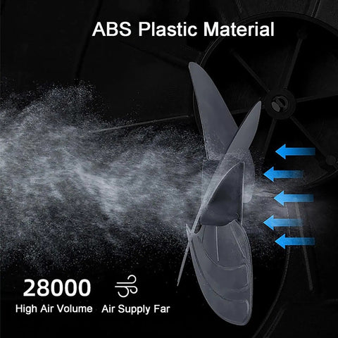 Close-up of evaporative air cooler fan blades made from ABS plastic, illustrating airflow features for performance.