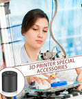 Person using 3D printer with focus on 8 Pack Silicone Heatbed Leveling Parts For 3D Printers Solid Bed Mount Leveling Springs Replacement Heat Resistant Buffer Compatible With CR 10 Ender 3 Bottom Connect Sizes 0.63 Inch 0.7 Inch Black.