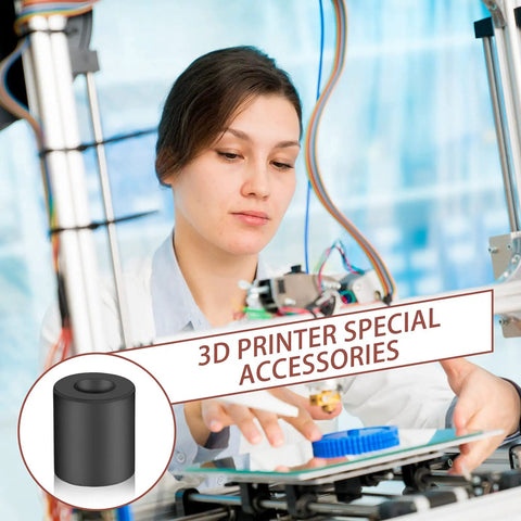 Person using 3D printer with focus on 8 Pack Silicone Heatbed Leveling Parts For 3D Printers Solid Bed Mount Leveling Springs Replacement Heat Resistant Buffer Compatible With CR 10 Ender 3 Bottom Connect Sizes 0.63 Inch 0.7 Inch Black.