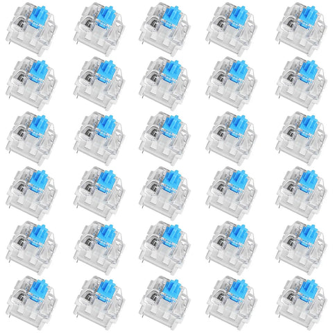 30Pcs Blue 3 Pin Mechanical Keyboard Switches With Clicky Tactile Feedback Precise Typing Dustproof Durable design arrayed neatly