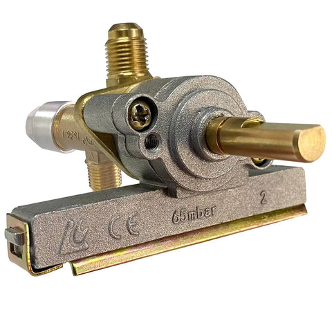 CSA Certified Gas Safety Control Valve With Piezo Ignition For Propane Patio Heaters, brass with integrated igniter, side view