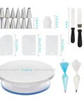 All In One Cake Decorating Starter Kit With Non Slip Turntable Leveler And 82 Piece Baking Gear Including Piping Tips Icing Bags
