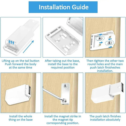 Installation guide for Heavy Duty Magnetic Push Latch For Cabinets And Doors Easy Open Touch Latch Hardware in steps.