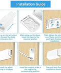 Installation guide for Magnetic Cabinet Latches Heavy Duty Touch Release for doors and drawers, step-by-step instructions shown.