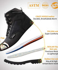 Men's Tough As Nails Steel Toe Work Boots, Crazy Horse Leather, Waterproof And Non Slip, Built To Last On Any Job Site illustration