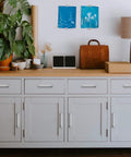 White cabinet with 60 Pack 3.75 Inch Square Cabinet Handles In Satin Nickel Brushed Nickel Finish, modern drawer pulls