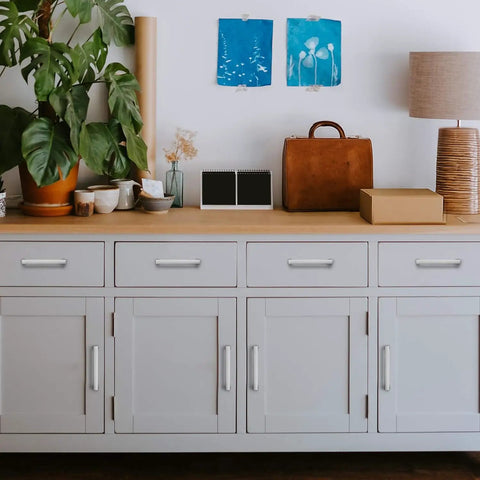 White cabinet with 60 Pack 3.75 Inch Square Cabinet Handles In Satin Nickel Brushed Nickel Finish, modern drawer pulls