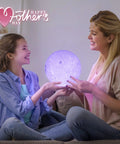 Mother and daughter holding Lit 3D Moon Lamp 5.9 Inch With 16 Color Lights Remote And Touch Control Realistic Moon Surface