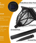 Six Pack Solar Outdoor Lights with frosted lampshade, poly silicon panel, ground stake; waterproof LED garden decor