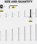 Fifty Piece M6 X Forty Millimeter Black Zinc Plated Hex Socket Crib Bolts With Matching Barrel Nuts And Hex Key For Rock Solid Furniture And Bed Frame Setup sizes and quantities diagram