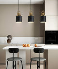 Modern Cylindrical Pendant Chandelier Black Finish With Vintage Farmhouse Vibe Dope Yet Sleek Hanging Light Diameter Five Point Eleven Inches For Kitchen Island
