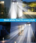 Beefed Up Outdoor Solar Security Lights 30 LED Dual Head Motion Sensor illuminating house exterior at night